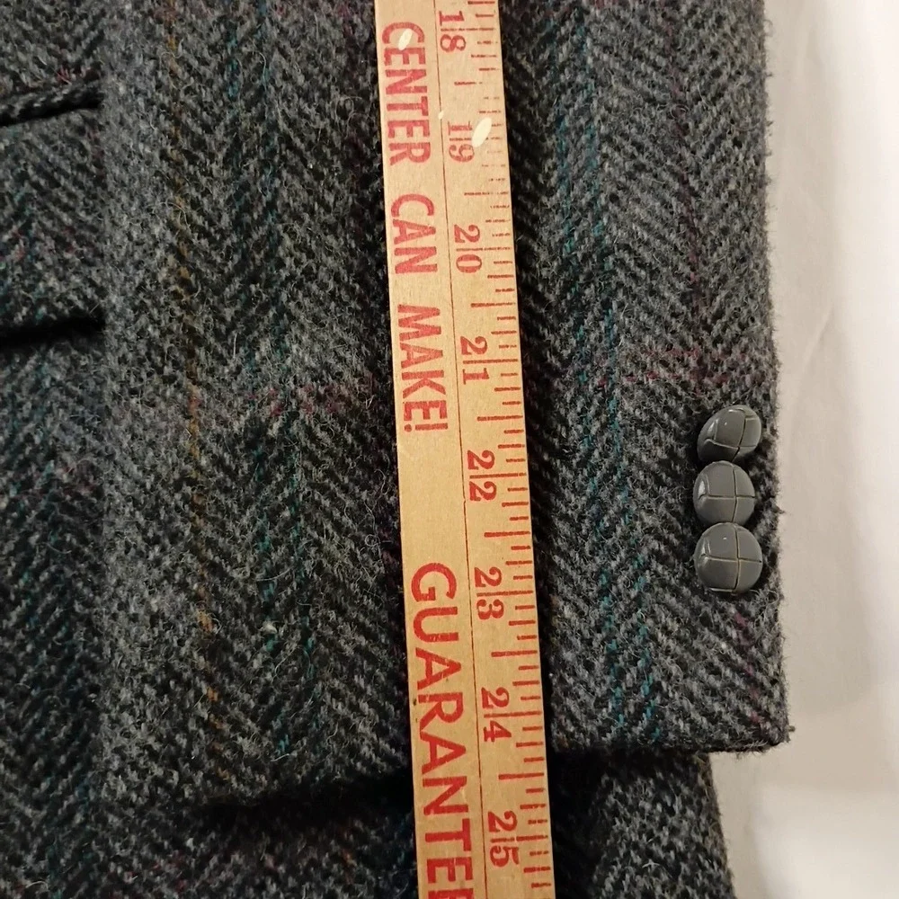 Haggar Blazer Mens 40 Gray Herringbone Tweed‎ Elbow Patches Sport Coat Jacket